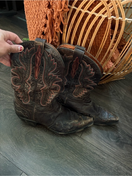 Dan Post Shoes - Dan Post Women's Brown Leather Western Cowboy Boots Size 9 .5